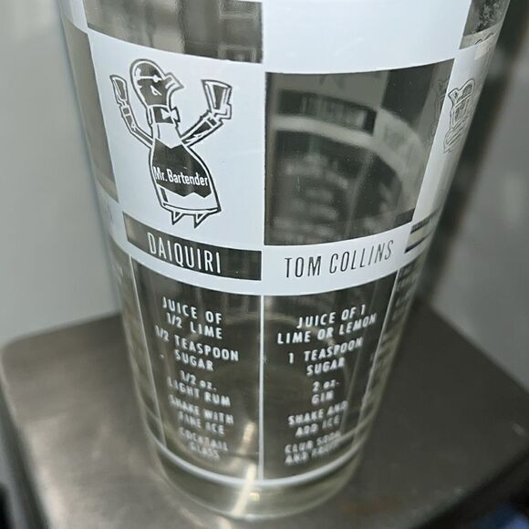 Vintage Mixed Drink various Cocktail Recipe 16oz. Pint Glass Tumbler Barware set - Picture 3 of 4